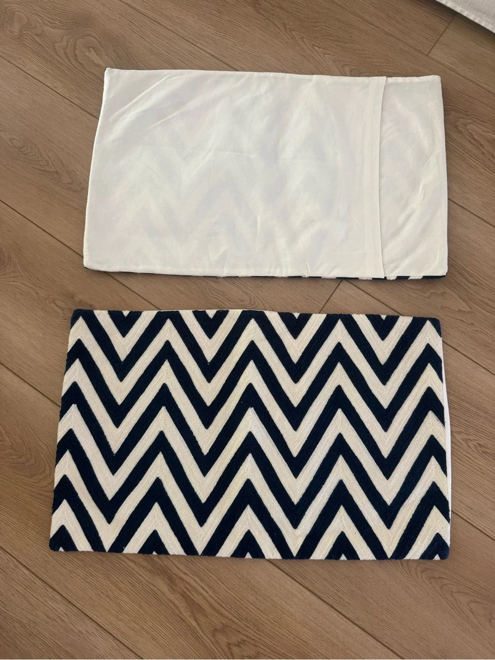 Pottery Barn Navy/Ivory Chevron Pillow Covers